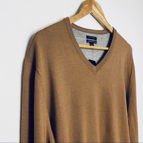 ATTITUDE | GOLDEN BROWN V NECK SWEATER - NWT - Picture 3 of 4